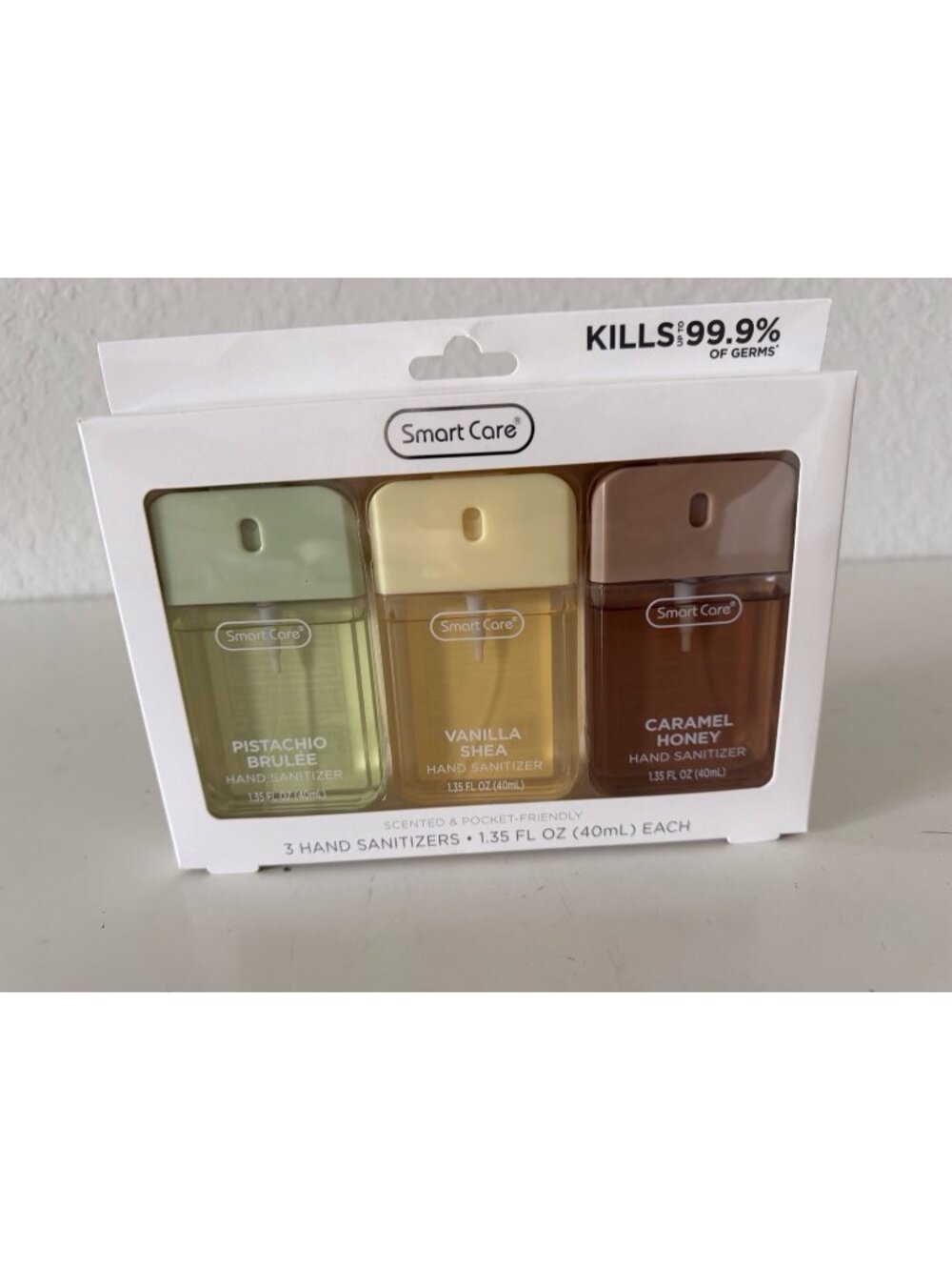 3 Pk 1.35 Fl Oz Smart Care Scented Hand Sanitizer Spray Pistachio Vanilla Carame